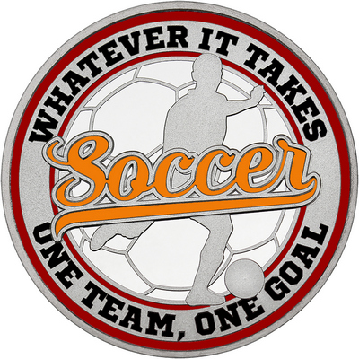 Orange "Soccer" with Maroon Outer Circular Borders